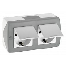 Блок с розетками влагозащищенными с заземлением и крышкой mono electric octans ip20 104-020001-184